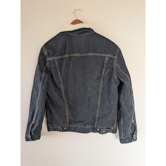 Levi’s Sherpa Trucker Jacket Mens Sz M Blue Denim  Vintage Y2K Style Workwear - Picture 12 of 15